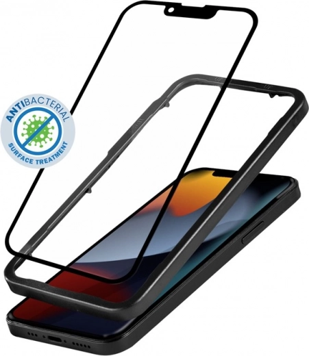 Ochranné sklo Anti‑Bacterial 3D Armour Glass pro iPhone 16e / 14 / 13 / 13 Pro – S ochranným rámečkem