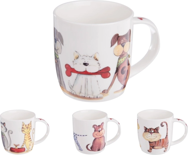 Porcelánový hrnek s motivem psů a koček 0,4 l (mix)