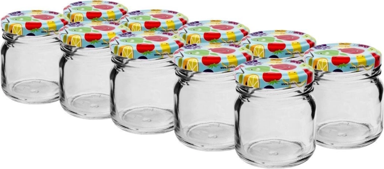 Sklenice 40 ml s barevným víčkem (10 ks)