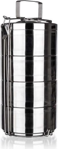 Dvoustěnný nerezový jídlonosič 16 cm, 4patrový AKCENT