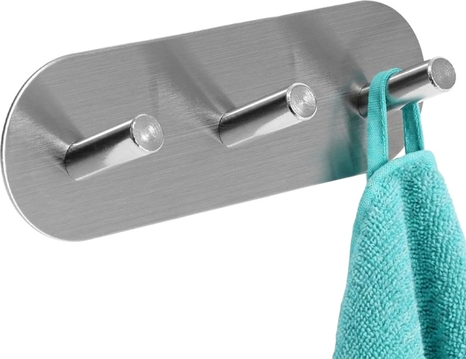 Storage Solutions samolepicí nástěnný věšák se 3 háčky z nerezové oceli 15 × 5 × 3,5 cm