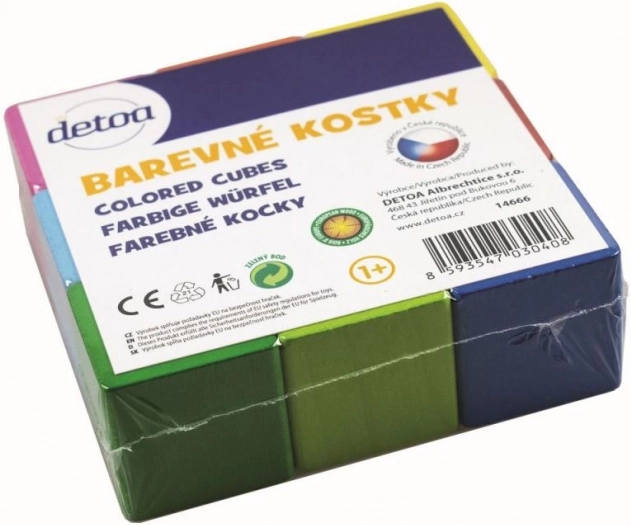 Detoa barevné dřevěné kostky 9 ks