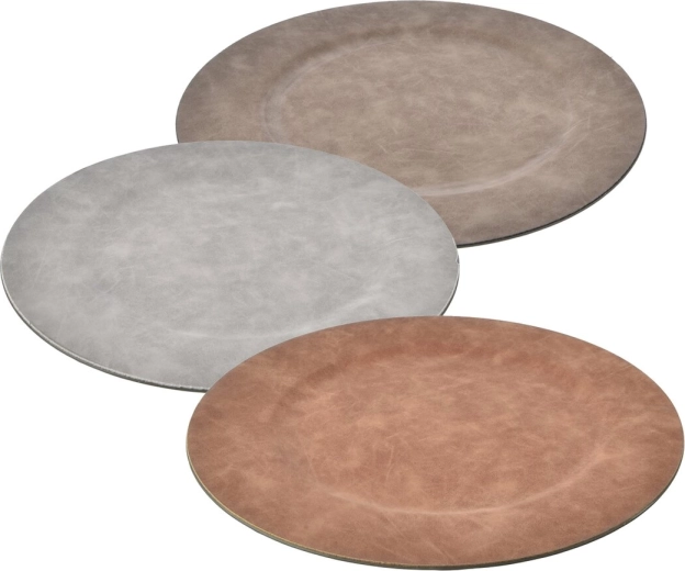 Kulatý servírovací tác z polypropylenu s imitací koženky 33 cm