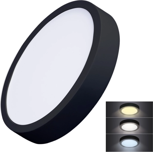 Solight LED přisazený mini panel CCT 24 W, kulatý, černý