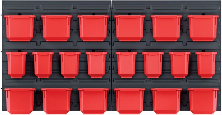 Závěsný panel s 20 boxy na nářadí ORDERLINE 800 × 165 × 400 mm