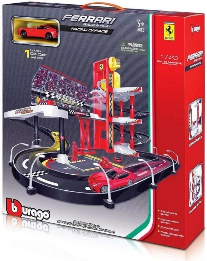 Bburago Ferrari Race+Play garáž se závodní dráhou a autíčkem 1:43
