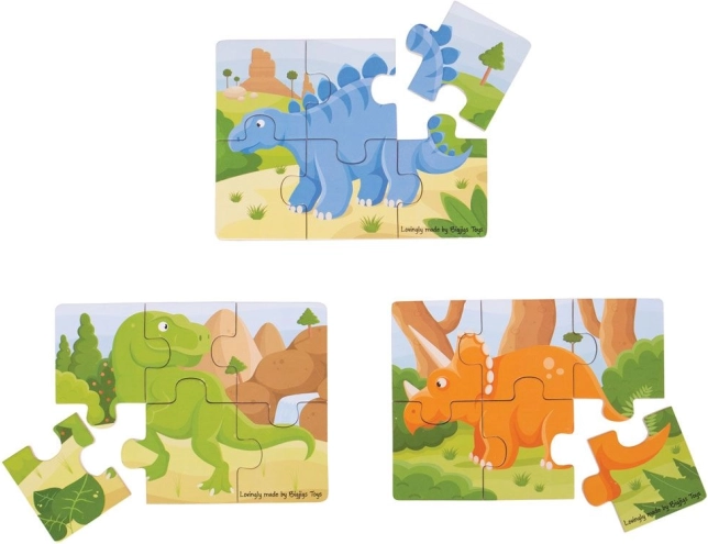 dřevěné puzzle 3v1 dinosauři BIGJIGS TOYS