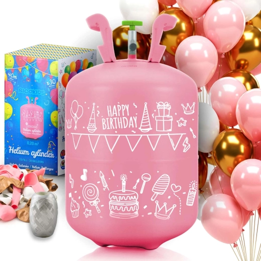 Jednorázová helium láhev 0,20 m³ s balonky a stuhou RICOKIDS