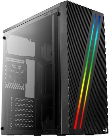 Počítačová skříň mid‑tower streak RGB, černá, USB 3.0