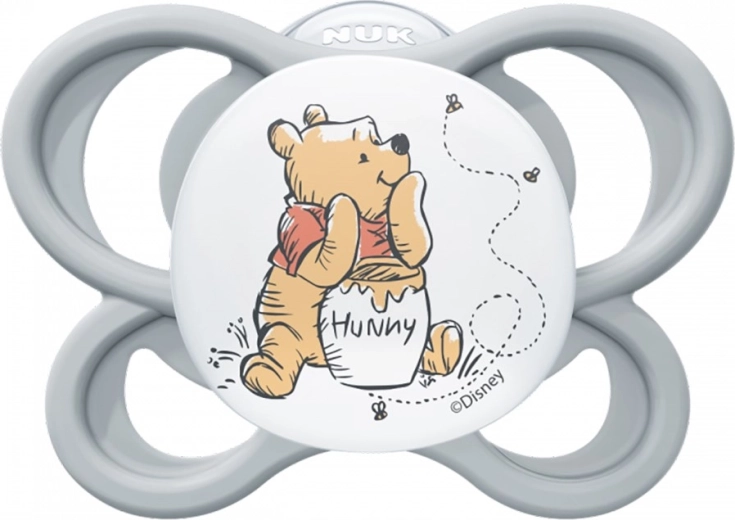 Cumlík NUK Perfect Match Air DISNEY Medvídek Pú, silikonový, 0–6 měsíců, šedý