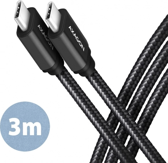 Kabel USB-C na USB-C 3m, Power Delivery 60W, ohebný opletený