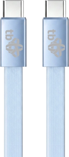 Plochý silikonový kabel USB-C na USB-C 1 m světle modrý