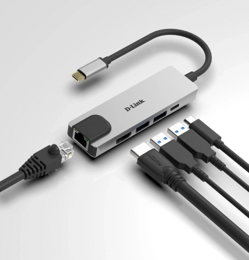 D-Link USB‑C hub 5v1 s HDMI, USB 3.0 a gigabitovým Ethernetem