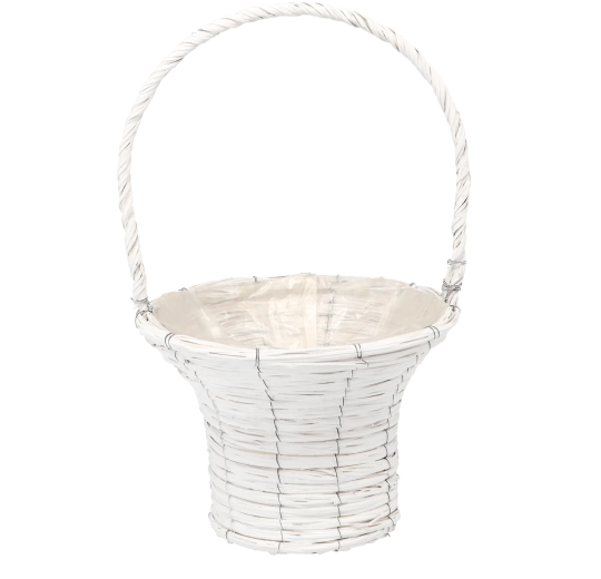 Bílý proutěný obal na květináč (košík) 32 × 52 cm - 1 kus