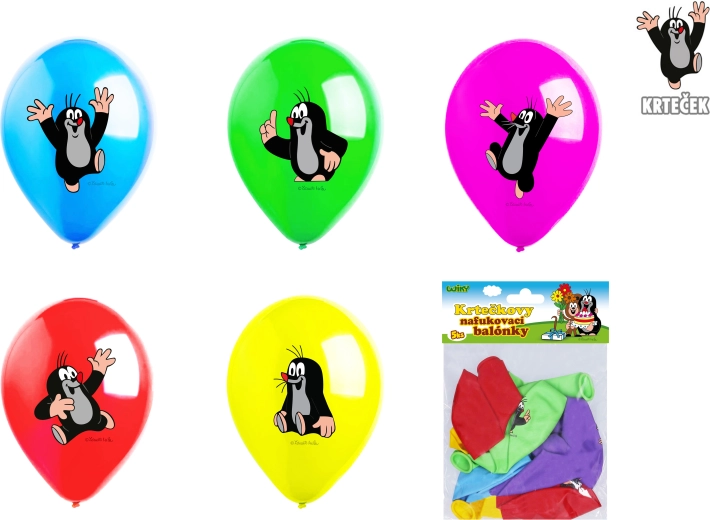 Nafukovací balonky 30 cm KRTEČEK – sada 5 ks, 5 designů