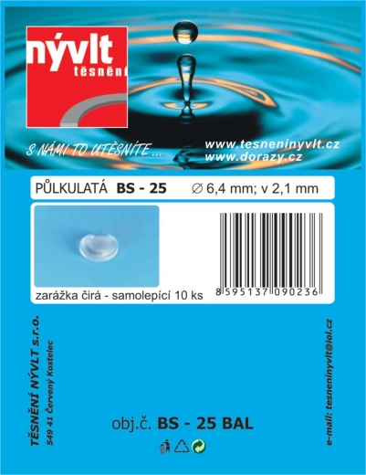 Samolepicí čiré půlkulaté dorazy 6,4 × 2,1 mm, sada 10 ks