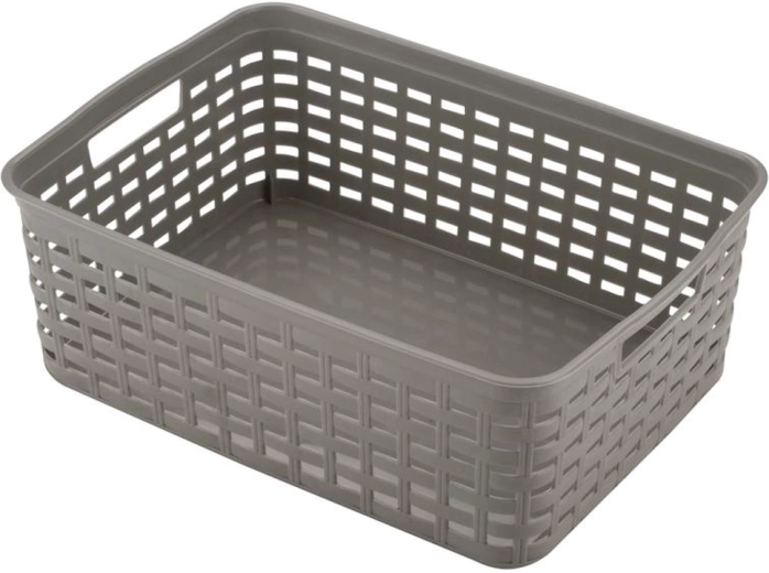 Plastový úložný košík HEIDRUN s ratanovým vzorem 39 × 29 × 13 cm - 1 kus