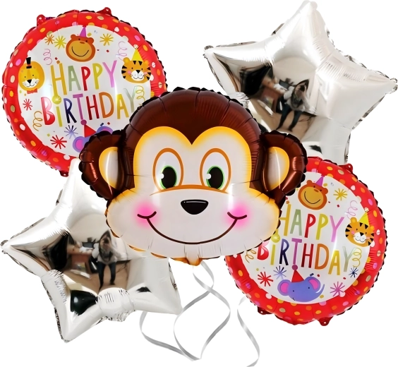 Sada narozeninových balónků opička, zvířátka, 5 ks