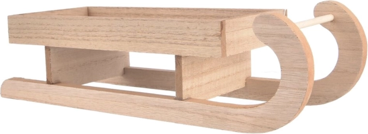 Dekorativní dřevěné sáňky béžové 30 × 10 × 8 cm