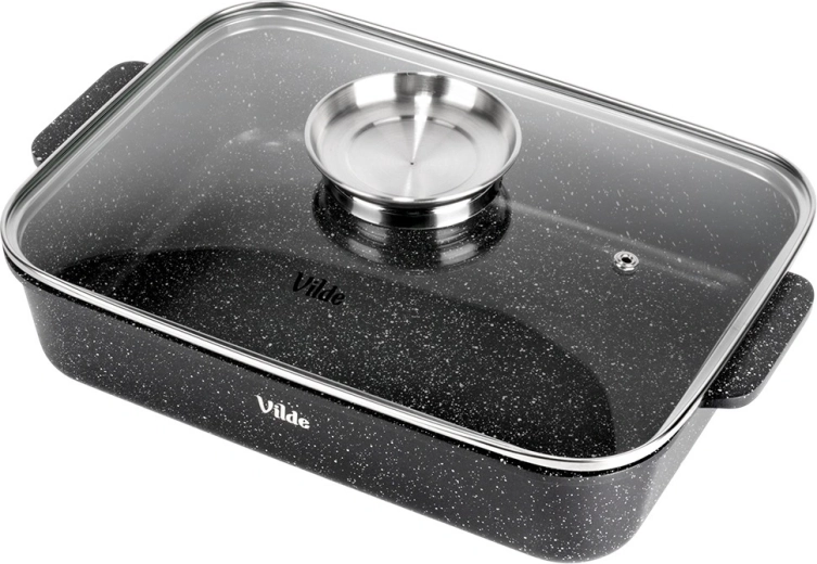 Nepřilnavý granitový povrch a skleněná kontrola