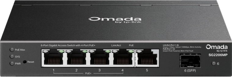 Tp-link Omada gigabitový switch se 4× PoE+ a 1× SFP (6 portů)
