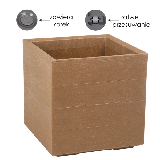 Květináč Lamela Karo Eco Wood s imitací přírodního dřeva 39 cm