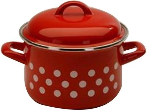 Smaltovaný hrnec s poklicí Puntík, 18 cm, 3 l, červený