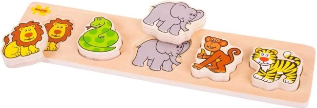 Bigjigs Baby dřevěné safari puzzle