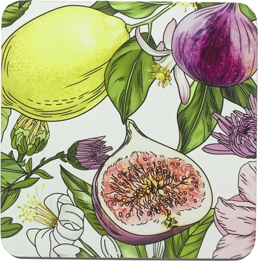 Sada podtácků Lemon 10 × 10 cm, 4 ks v dárkové krabičce