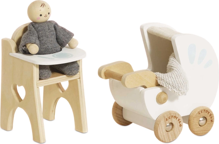 Le Toy Van dřevěný dětský pokojíček do domečku pro panenky s miminkem