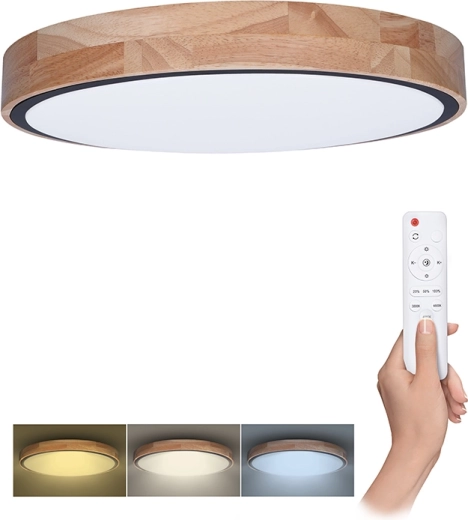 Solight LED stropní a nástěnné svítidlo Iron Oak s dálkovým ovladačem 48 W, 40 cm, stmívatelné, CCT 3000–6500 K