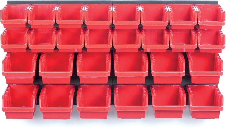 Závěsný panel na nářadí s 28 boxy ORDERLINE, 800 × 165 × 400 mm