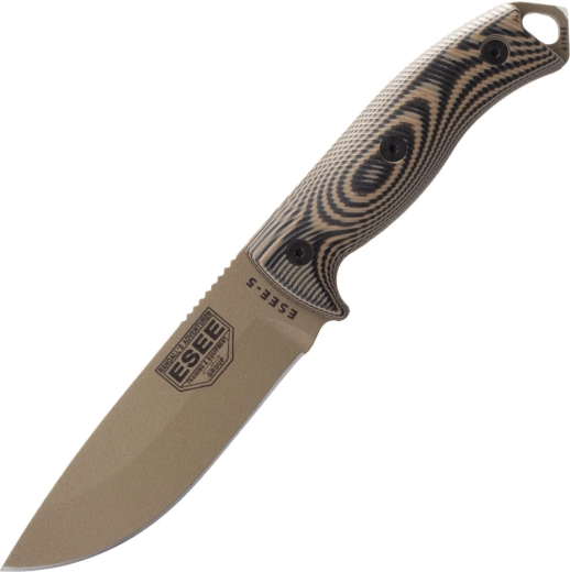 ESEE Model 5 survival nůž 13,2 cm, Dark Earth, G10, pouzdro Kydex