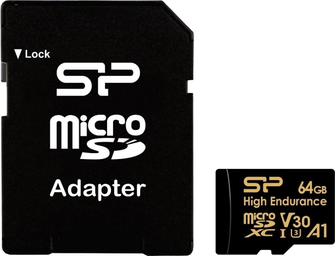 Paměťová karta microSDXC high endurance 64 GB V30 UHS‑I U3 A1 + adaptér microSD–SD