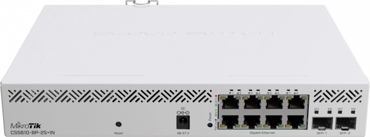 Síťový PoE přepínač MIKROTIK s 8 porty a 2× SFP+ 10Gb/s