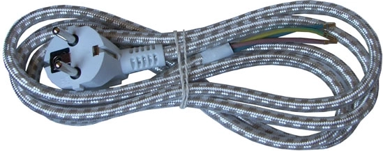 Solight flexo přívodní šňůra 3 m, 3×0,75 mm², opletená, úhlová vidlice