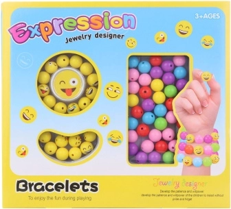 Navlékací korálky se smajlíky Emoji kreativní sada v krabici