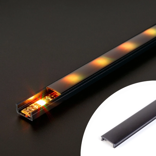 Černý opálový kryt pro LED hliníkový profil 1000 mm