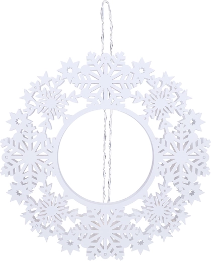 Solight LED dřevěný vánoční věnec s časovačem 30 cm bílý - 1 kus