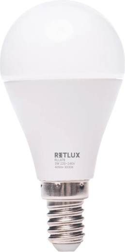 LED žárovka Retlux E14 miniG 3 W teplá bílá