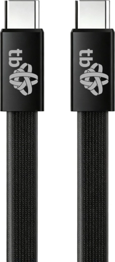 Plochý silikonový kabel USB-C na USB-C 1 m černý