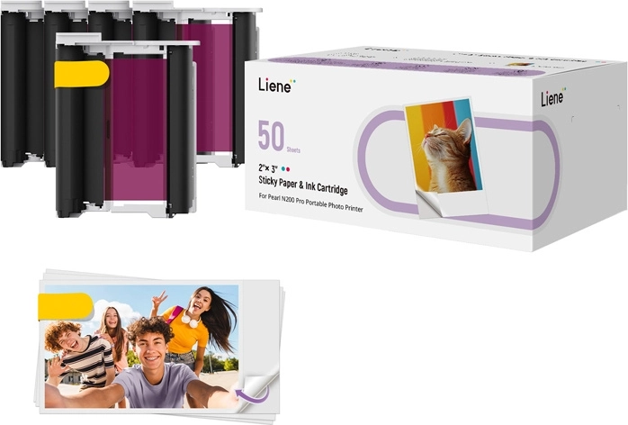 Liene fotopapír 2×3" samolepicí, 50 listů + 5 inkoustových kazet