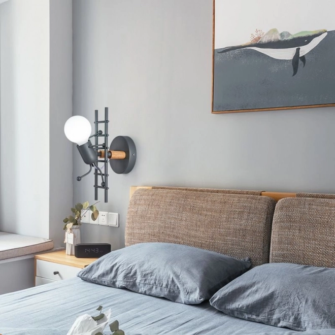 Nástěnná lampa Loft Humanoid černá