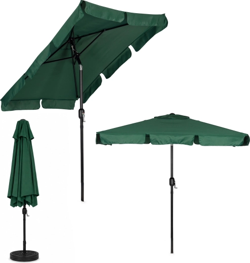 MultiGarden velký zahradní slunečník s klikou a naklápěním 200 × 130 cm, zelený