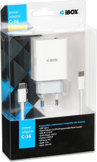 Síťová nabíječka IBOX C-36 USB‑C PD 20W