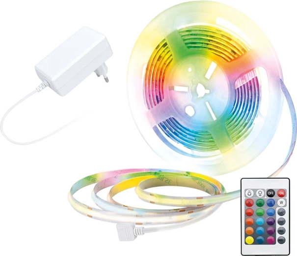 Solight RGB LED pásek s adaptérem a dálkovým ovládáním, 3 m