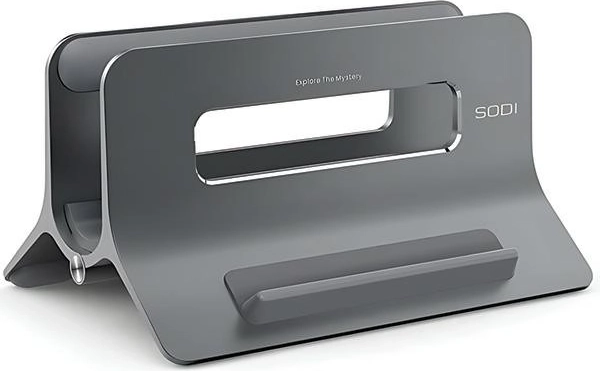 Gravitacní vertikální stojan na MacBook a notebooky Sodi, šedý