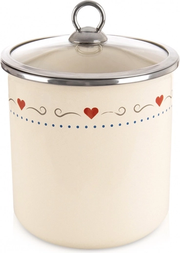 Emaliovaný kuchyňský dóza se skleněným víkem 1,4 l TONCA