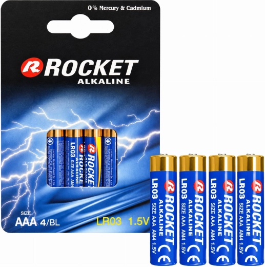 Alkalické baterie Rocket AAA LR03 1,5 V - 4 ks