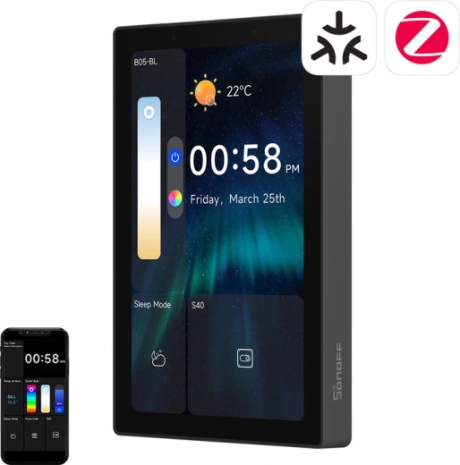 sonoff nspanel pro 120 chytrý ovládací panel s podporou matter, wifi, bluetooth a zigbee – černý